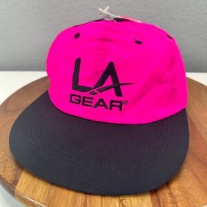 VTG LA Gear Neon Pink Black Nylon Hat 90s Retro Deadstock NWT OSFM 1990s Skater